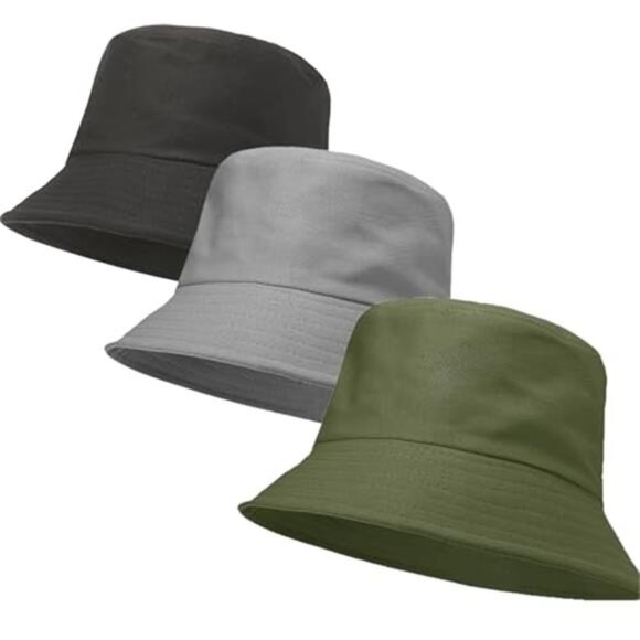 3 Packs Unisex Bucket Hat Solid Colors Sun Hat with UV Protection main image 4